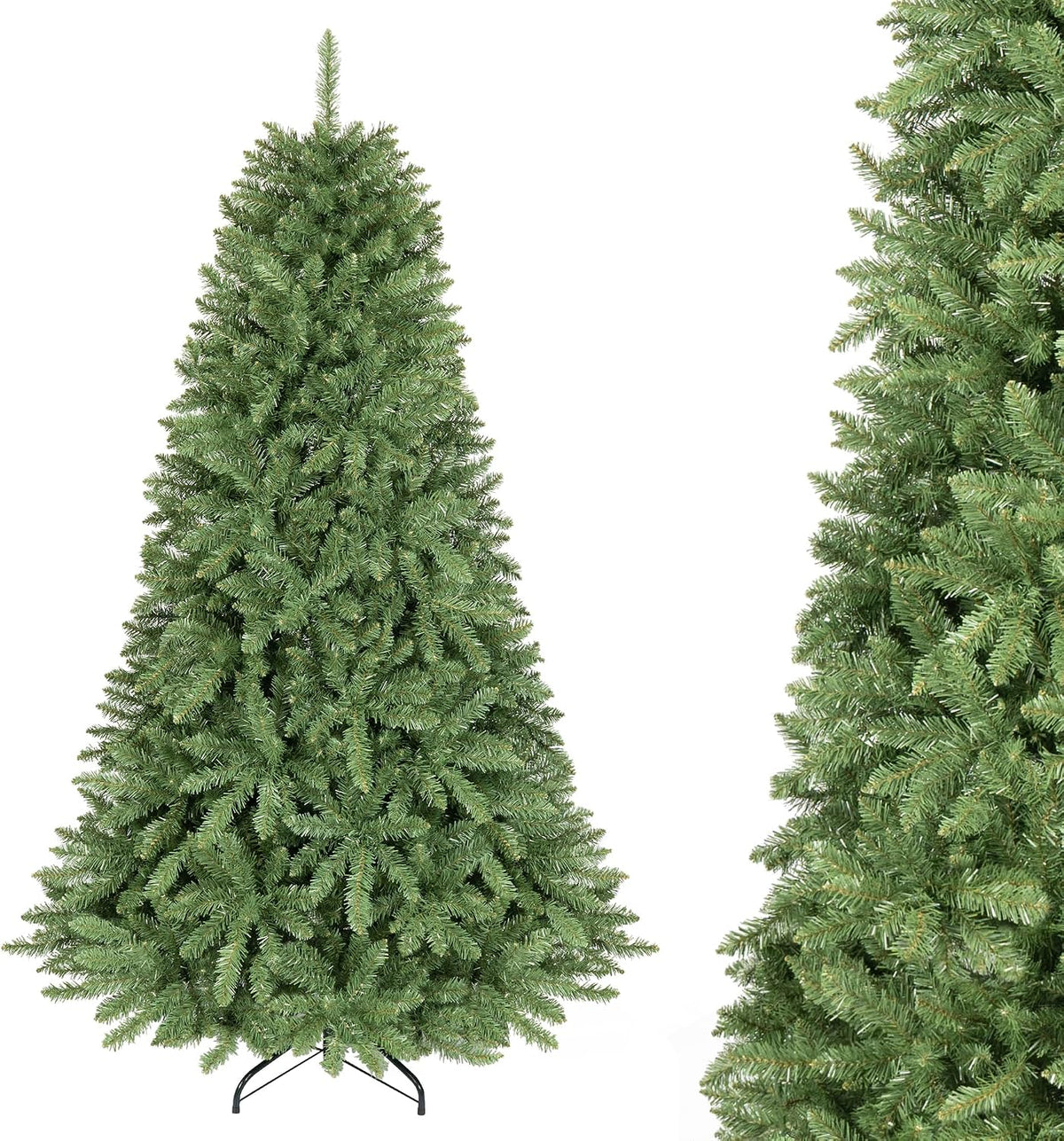 GOFLAME Artificial Christmas Tree with Folding Metal Stand Green