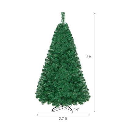 5FT PVC Artificial Green Christmas Tree Home Holiday Décor with Metal Stand 350 Branches Holiday Indoor Decoration