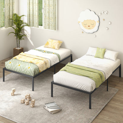 14” Twin Size Bed Frame, Metal Platform Bed Frame with Heavy Duty Steel Slat Support