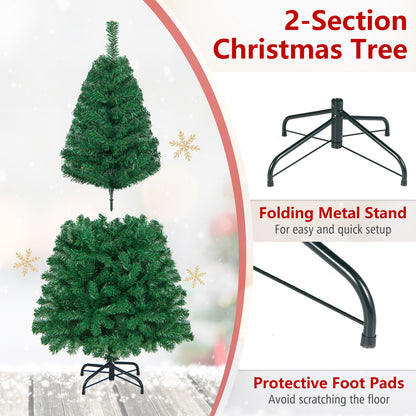 5FT PVC Artificial Green Christmas Tree Home Holiday Décor with Metal Stand 350 Branches Holiday Indoor Decoration
