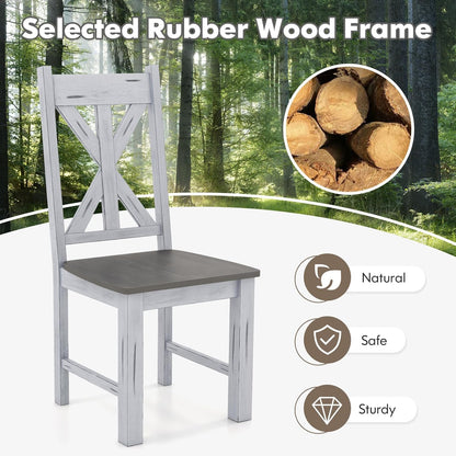 Goflame Retro Wooden Dining Chairs Set, Farmhouse Kitchen Chairs w/Rubber Wood Frame, Elegant Hollowed Backrest