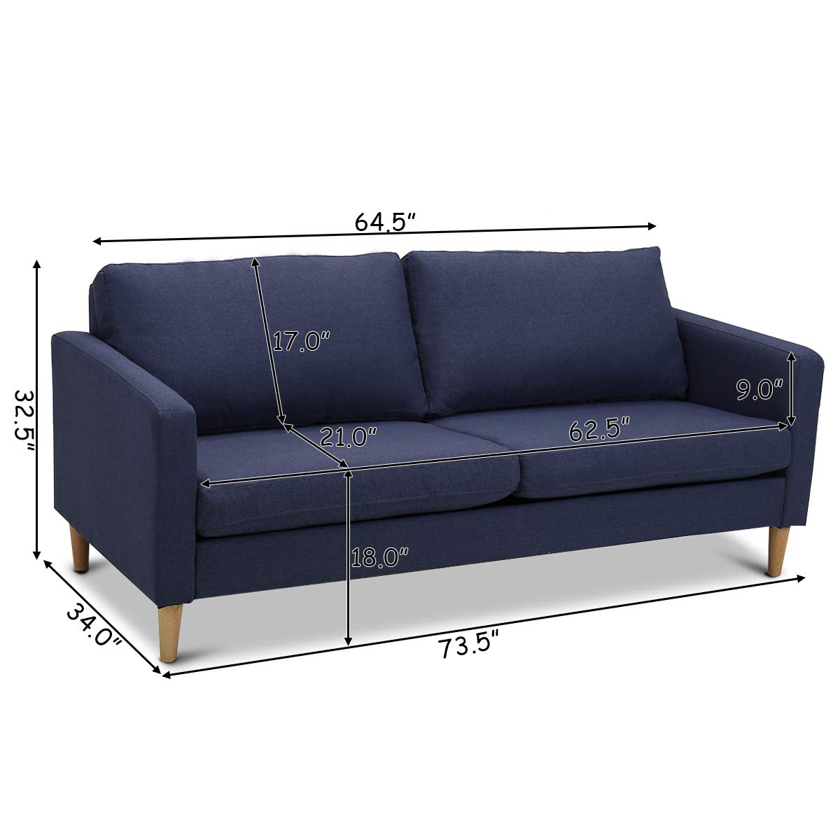 Goflame Modern Upholstered Accent Sofa, Fabric Futon Sofa Bed