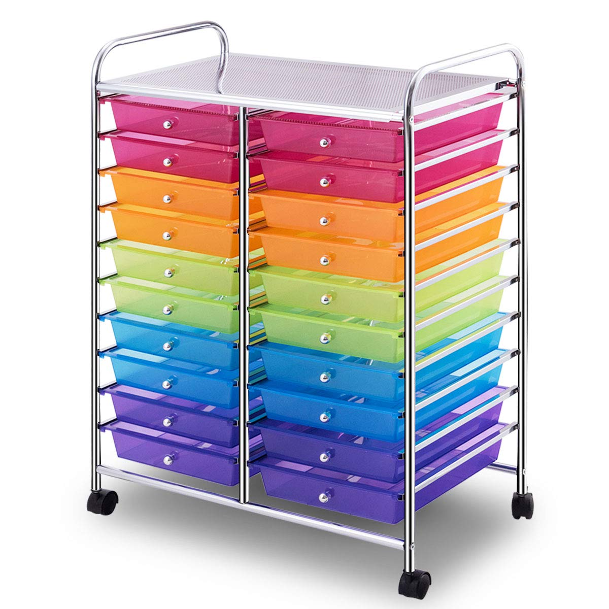 Goflame Storage Drawer Carts, 20-Drawer Organizer, Utility Cart on Wheels