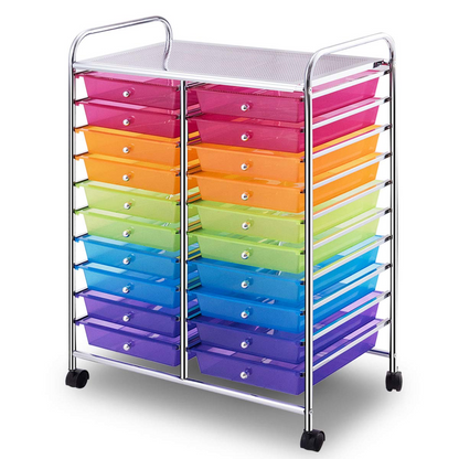 Goflame Storage Drawer Carts, 20-Drawer Organizer, Utility Cart on Wheels