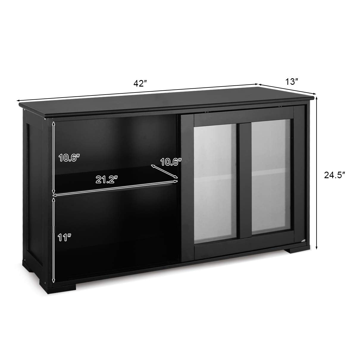 Goflame Buffet Sideboard, Wood Credenza with Sliding Doors