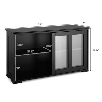 Goflame Buffet Sideboard, Wood Credenza with Sliding Doors