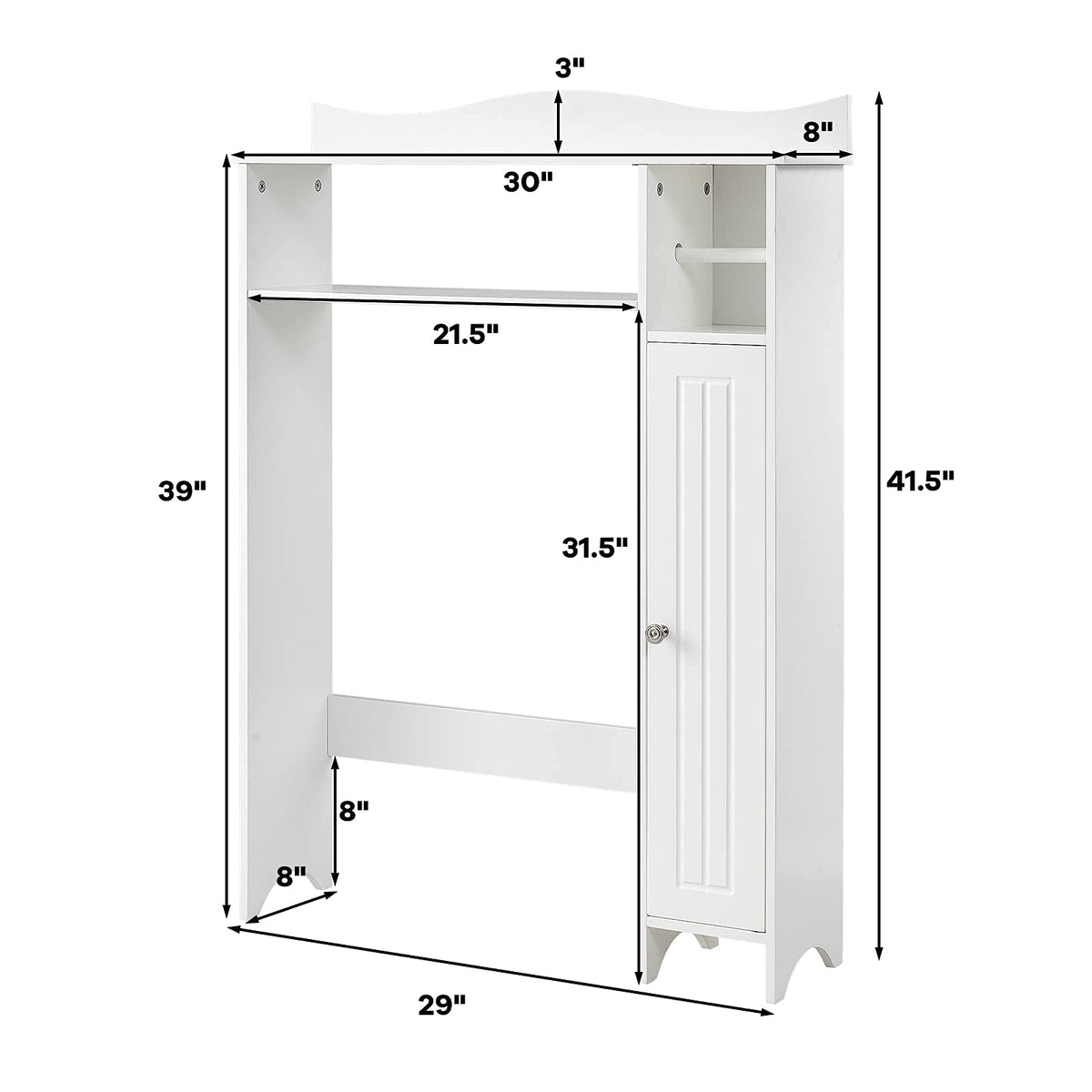 Goflame Over-The-Toilet Storage Rack, Bathroom Freestanding Space Saver with 1-Door Side Storage Cabinet