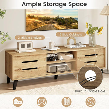 Goflame Mid Century Modern TV Stand for 55-65 Inch TV