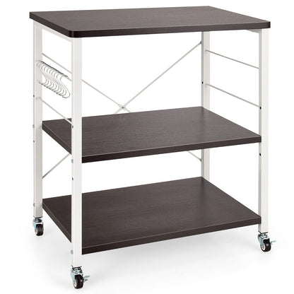 Goflame Kitchen Baker's Rack 3-Tier Microwave Cart on Wheels