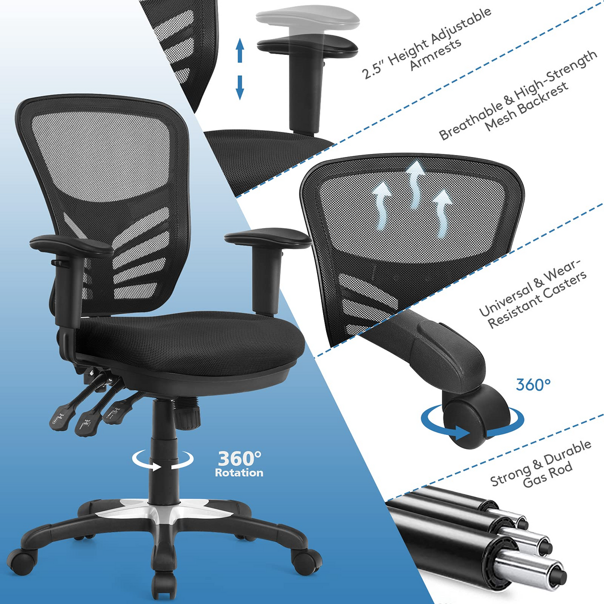 Goflame Seat Tilt Adjustment Office Chair for Working Studying Gaming