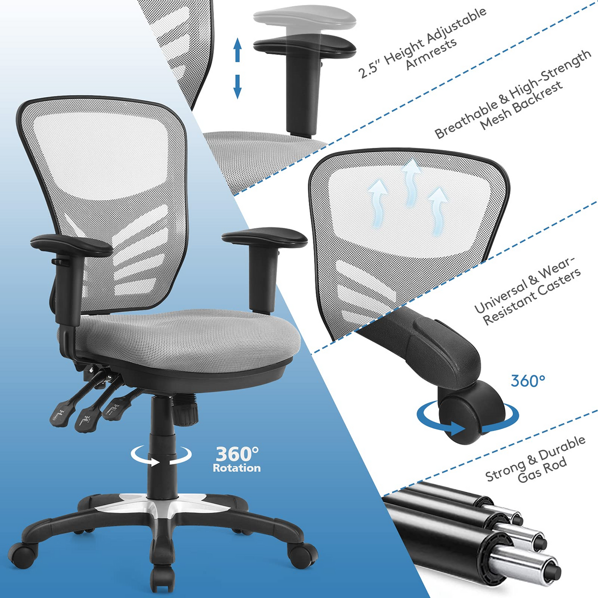 Goflame Seat Tilt Adjustment Office Chair for Working Studying Gaming