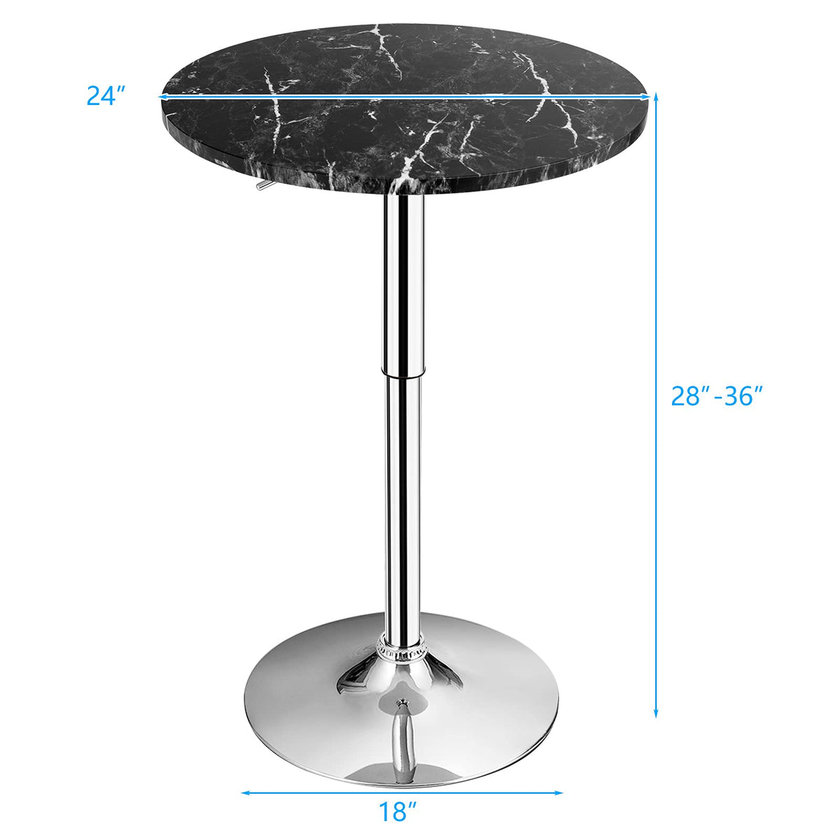 Goflame Round Pub Table Height Adjustable, 360 Degree Swivel Cocktail Pub Table, Office Bar Table