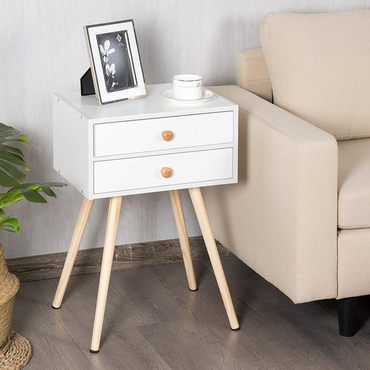 Goflame Nightstand W/2 Drawers for Bedroom