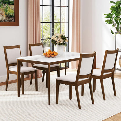 Goflame Upholstered Dining Chairs Set of 2/4, Modern Farmhouse Kitchen Chairs w/Padded Backrest & Cushioned Seat, Rubber Wood Frame