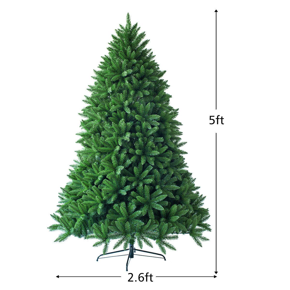 7.5ft Unlit Artificial Christmas Tree, Premium Hinged Fir Tree - GoflameUS