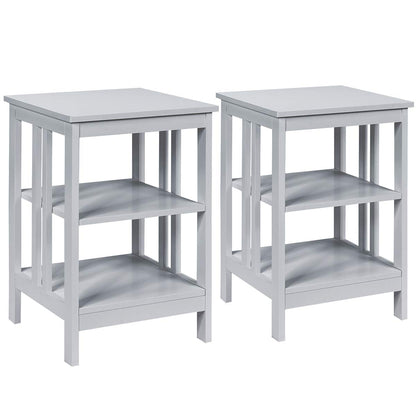 Goflame Nightstand 3-Tier Sofa Side Table W/Reinforced Bars and Stable Structure