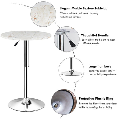 Round Pub Table Height Adjustable, 360 Swivel Cocktail Pub Table