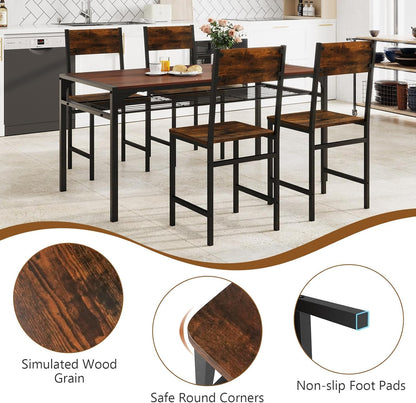 Goflame Dining Chairs Set, Industrial Kitchen Chairs with Metal Legs, Slanted Back