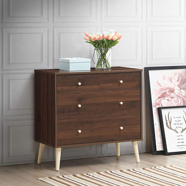 Goflame 4-Drawer Dresser, Free-Standing Chest Wood Legs and Sliding Rail