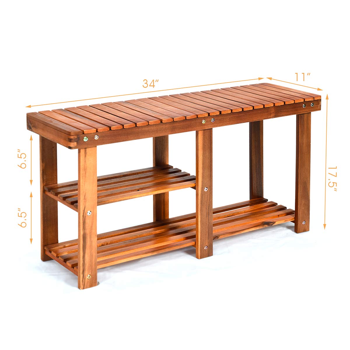Goflame 2-Tier Shoe Bench Entryway Shoe Rack with Seat