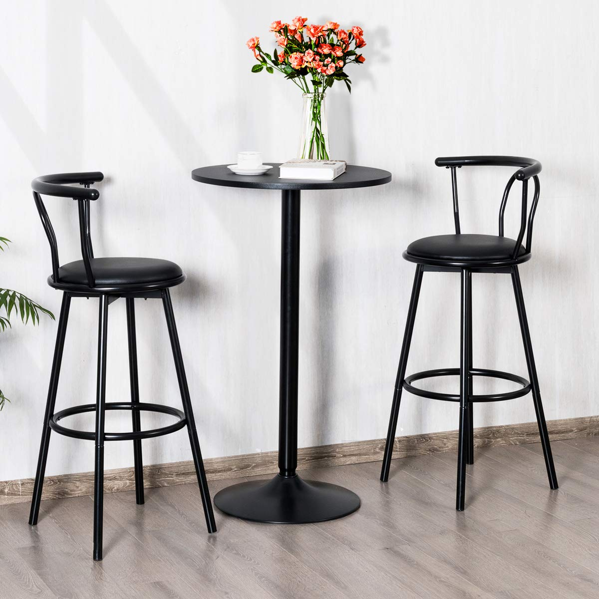 Goflame Pub Bar Table 24-Inch Round Top 40-Inch Height Modern Style
