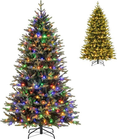 5FT Prelit Artificial Christmas Tree, Hinged Christmas Tree with 250 LED Lights