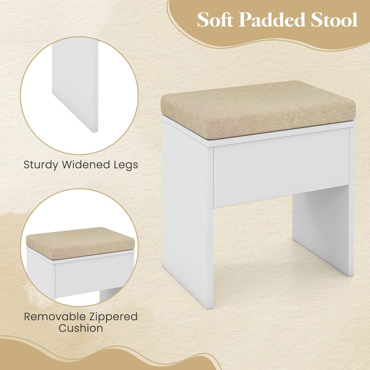 Small Makeup Vanity Set with Mirror and Lights, Modern Compact Vanity Desk Set with Charging Station