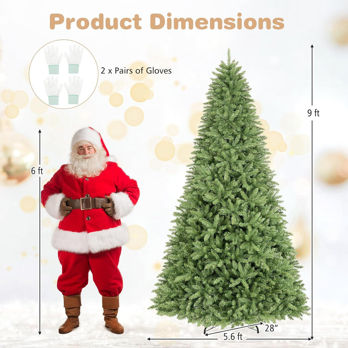 GOFLAME Artificial Christmas Tree with Folding Metal Stand Green