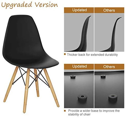 Goflame Shell Lounge Plastic Side Chair Kitchen, Dining Room, Living Room, Set of 2, Black