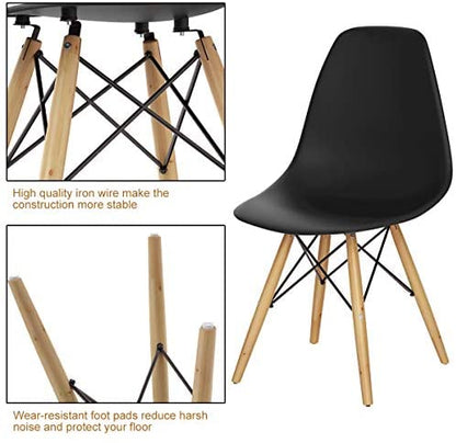 Goflame Shell Lounge Plastic Side Chair Kitchen, Dining Room, Living Room, Set of 2, Black