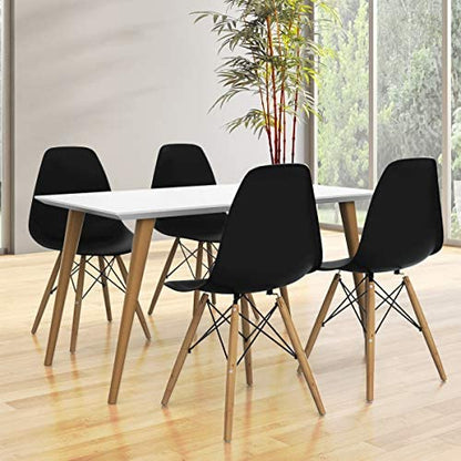 Goflame Shell Lounge Plastic Side Chair Kitchen, Dining Room, Living Room, Set of 2, Black