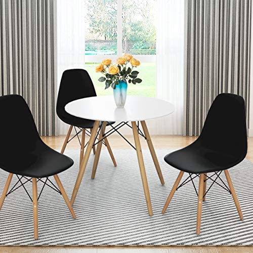 Goflame Shell Lounge Plastic Side Chair Kitchen, Dining Room, Living Room, Set of 2, Black