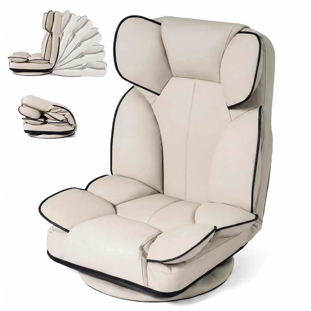 Goflame 360° Swivel Floor Gaming Chair with 6-Position Adjustable Backrest & Sponge Filling