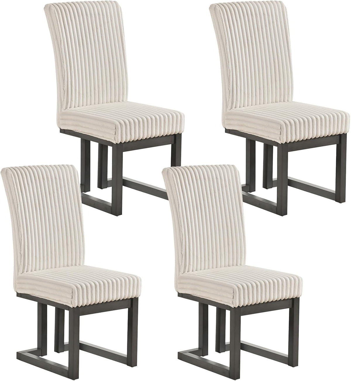 Goflame Upholstered Dining Chairs Set of 2, Kitchen Chairs with High Back | Modern Dining Room Chairs with Fabric Channel Back & Seat