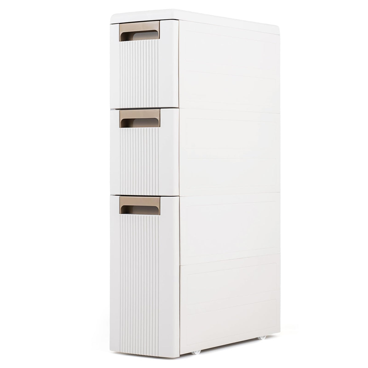 Goflame 3/4-Tier Narrow Storage Cabinet with Wheels for Small Spaces Bathroom Kitchen
