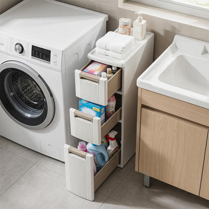 Goflame 3/4-Tier Narrow Storage Cabinet with Wheels for Small Spaces Bathroom Kitchen