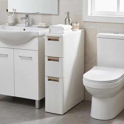 Goflame 3/4-Tier Narrow Storage Cabinet with Wheels for Small Spaces Bathroom Kitchen