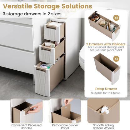 Goflame 3/4-Tier Narrow Storage Cabinet with Wheels for Small Spaces Bathroom Kitchen
