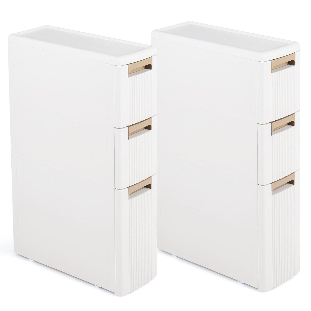 Goflame 3/4-Tier Narrow Storage Cabinet with Wheels for Small Spaces Bathroom Kitchen