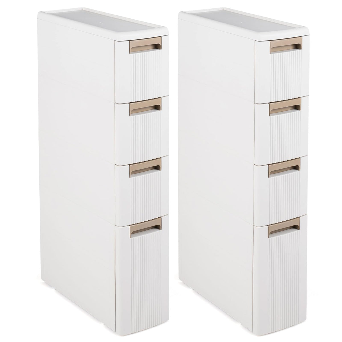 Goflame 3/4-Tier Narrow Storage Cabinet with Wheels for Small Spaces Bathroom Kitchen