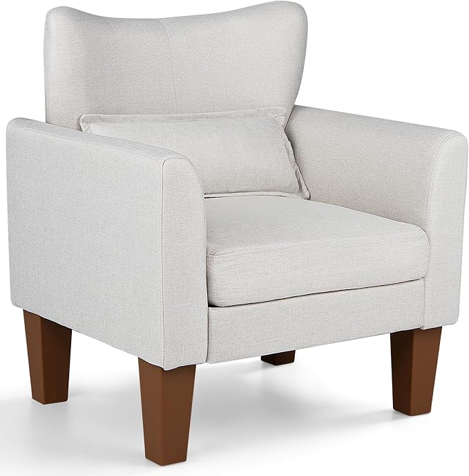 Goflame Modern Accent Chair with Removable Seat Cushion & Pillow | Upholstered Armchair w/ Strong Support Legs