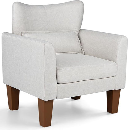 Goflame Modern Accent Chair with Removable Seat Cushion & Pillow | Upholstered Armchair w/ Strong Support Legs