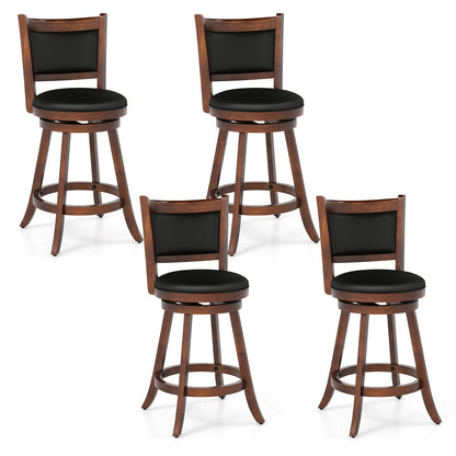 Goflame Accent Wooden Swivel Back Counter Height Bar Stool, Fabric Upholstered Design