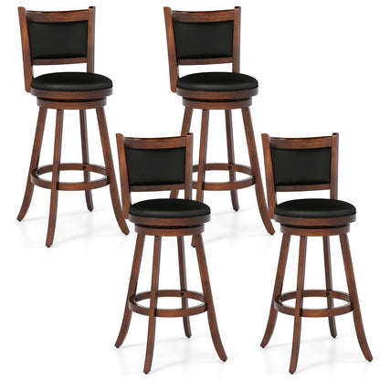 Goflame Accent Wooden Swivel Back Counter Height Bar Stool, Fabric Upholstered Design