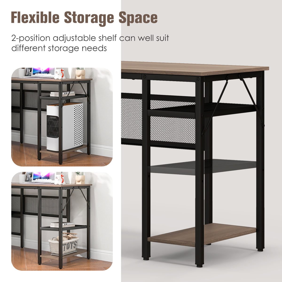 Goflame L Shaped Desk with Power Outlets & USB Ports