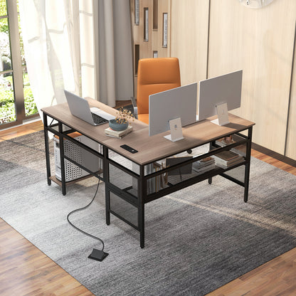 Goflame L Shaped Desk with Power Outlets & USB Ports