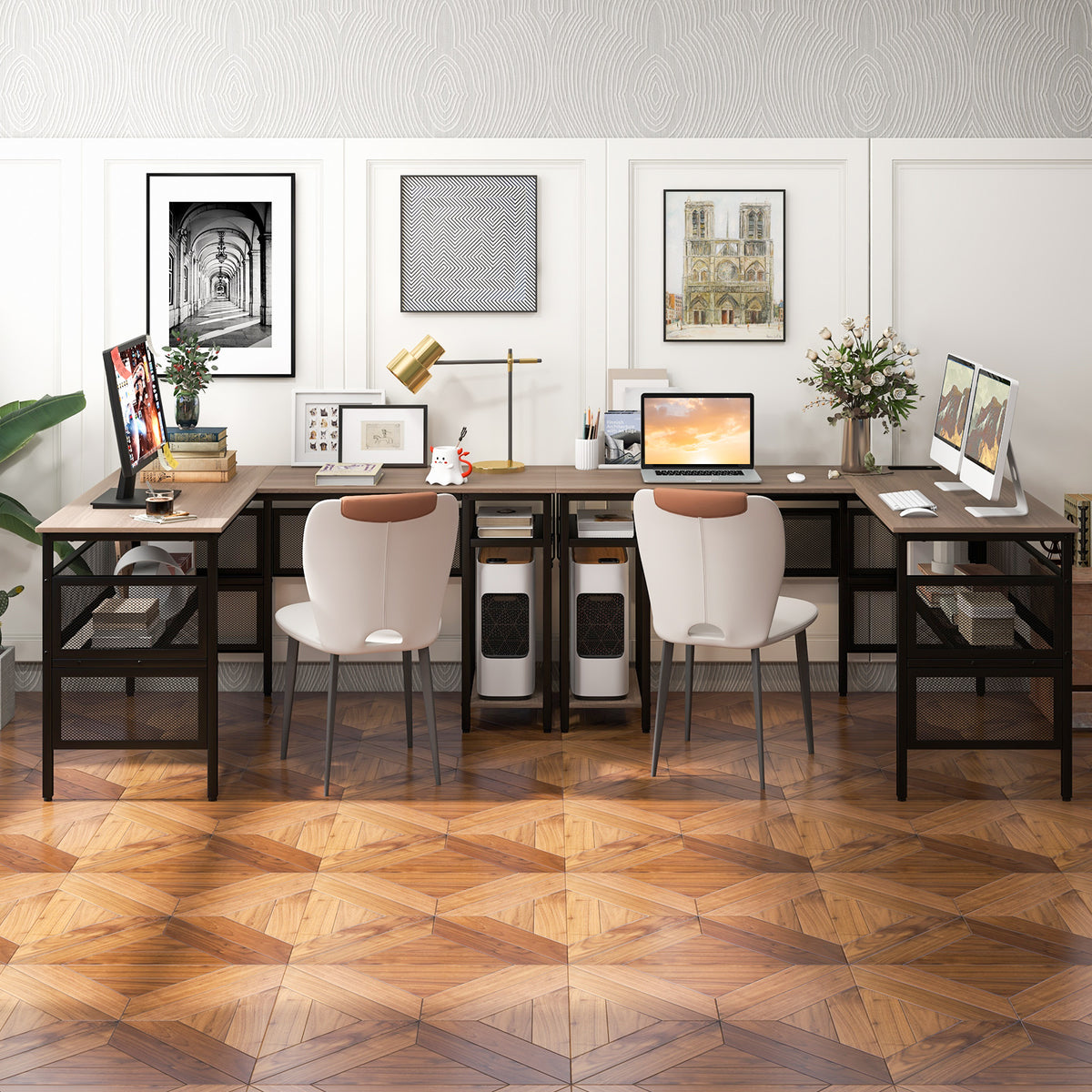 Goflame L Shaped Desk with Power Outlets & USB Ports