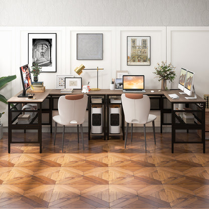 Goflame L Shaped Desk with Power Outlets & USB Ports