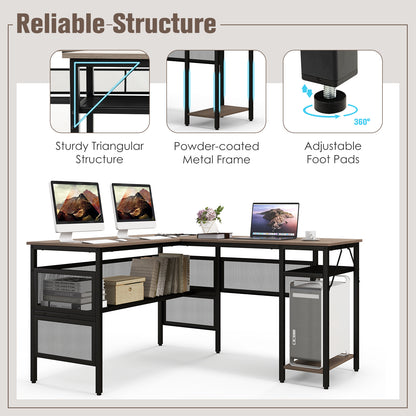 Goflame L Shaped Desk with Power Outlets & USB Ports
