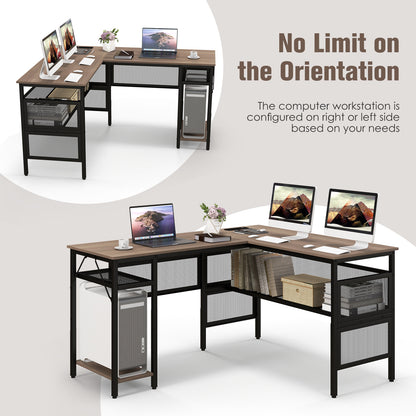 Goflame L Shaped Desk with Power Outlets & USB Ports
